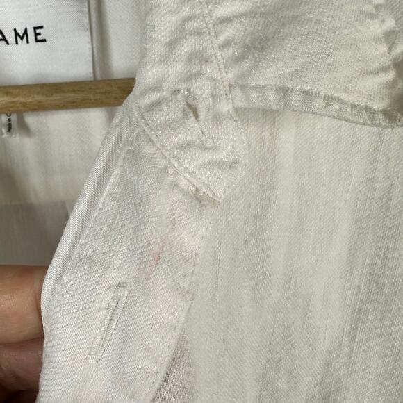 Frame Womens size Medium Linen Twist-Front Ramie Midi Dress White Lwwd0628 - Picture 6 of 13